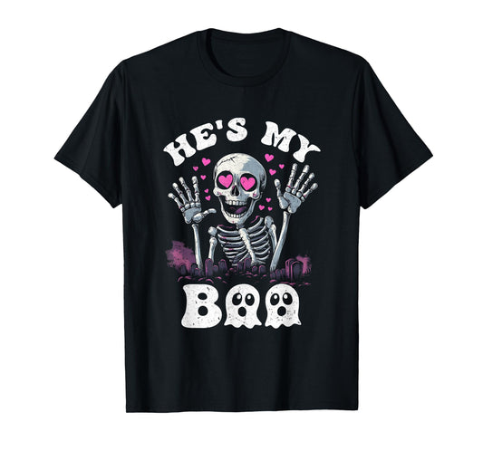He's My Boo Matching Halloween Costume Couples She's My Boo T-Shirt