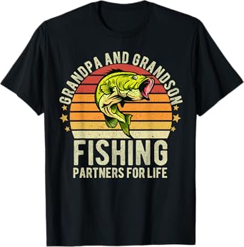 Funny Fisherman Grandpa and Grandson Fishing Partners T-Shirt