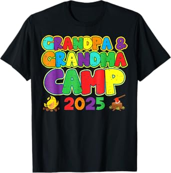 Grandpa & Grandma Camp 2025 Summer Camping Vacation T-Shirt