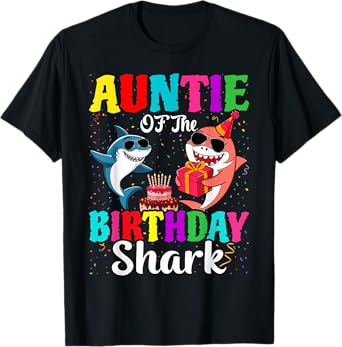 Auntie Of The Shark Birthday Family Matching Birthday Nephew T-Shirt