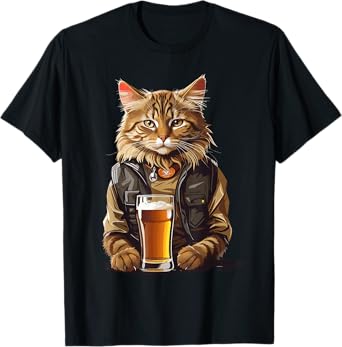 Cat Drinking Beer, Funny Beer Lovers Cat T-Shirt
