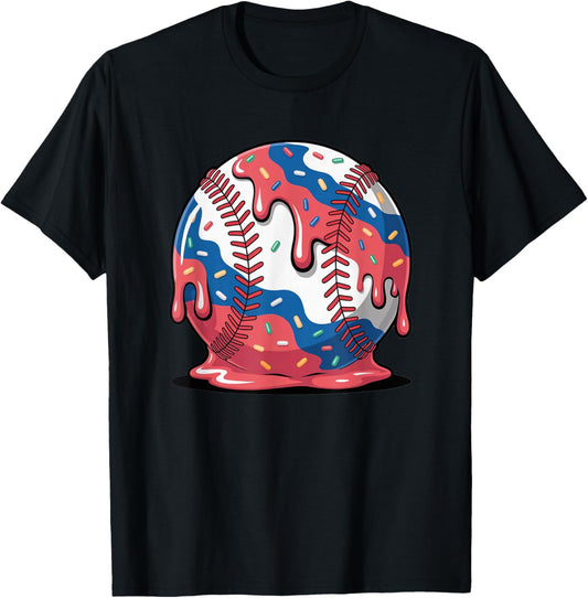 Colorful Baseball Ball Ice Cream Drip Youth Boys T-Shirt