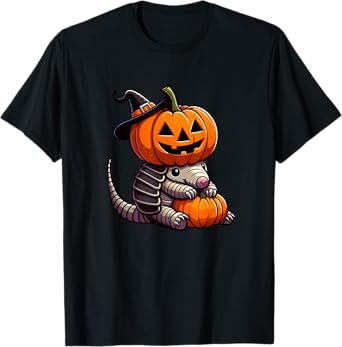 Cute Halloween Armadillo Witch Cartoon T-Shirt