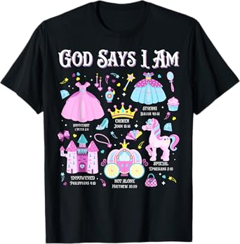 God Says I Am Princess Christian Cute Bible Readers Girl T-Shirt