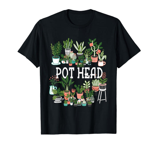 Funny Pot Plant Head Gardening Gardener Graphic Women Men T-Shirt