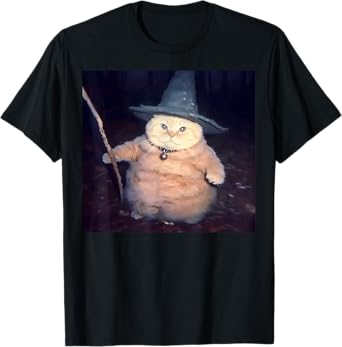 Wizard Cat Funny Halloween Cat Meme Men Women Kids T-Shirt
