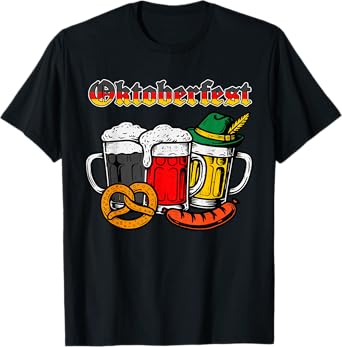 Oktoberfest German Flag Mugs Bavarian Drinking Beer Festival T-Shirt