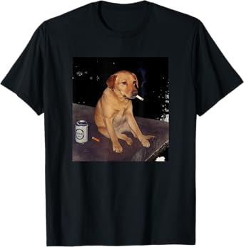 Cigarette Dog Funny Gen Z Smoking Dog Meme Beer T-Shirt