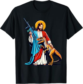 Jesus and Raptor Shirt, Funny AR15 2nd Amendment Patriotic T-Shirt