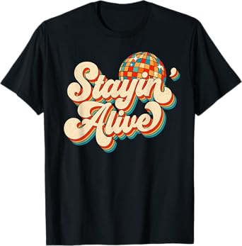 Stayin' Alive Bridesmaid Bride 80s Disco Bachelorette Party T-Shirt