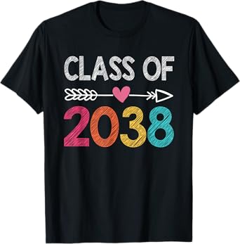 Class Of 2038 Kindergarten Pre K Grow With Me Graduation T-Shirt