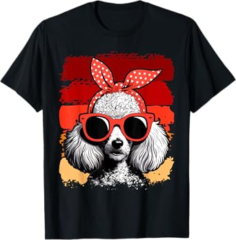 Poodle Dog Mom Bandana Sunglasses Mother's Day T-Shirt