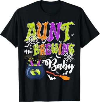 Aunt of Brewing Baby Matching Family Halloween Baby Shower T-Shirt