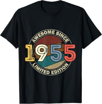 Vintage 70 Birthday Decorations Men 70yr 1955 70th Birthday T-Shirt
