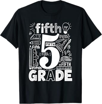 5th Grade Typography Team Fifth Grade Teacher Back To School T-Shirt