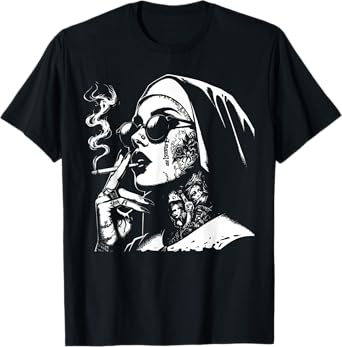 Unholy Nun Funny Horror Choked up Unholy Nun Satan Baphomet T-Shirt
