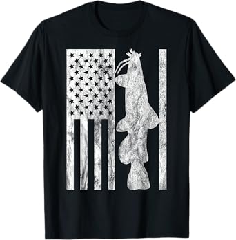 Catfishing American Flag - Catfish Angler T-Shirt