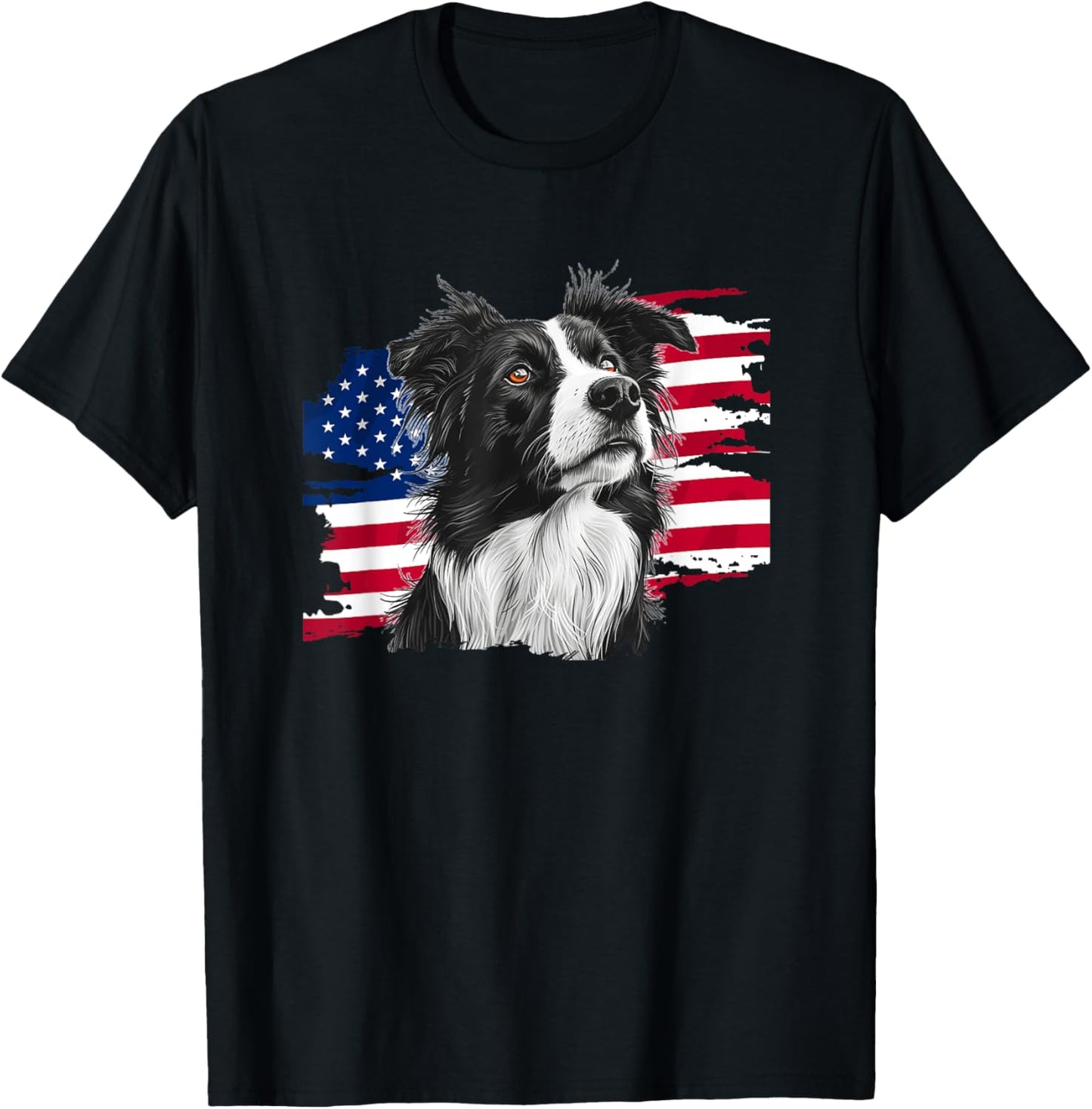 USA Flag 4th of July Border Collie Lover T-Shirt