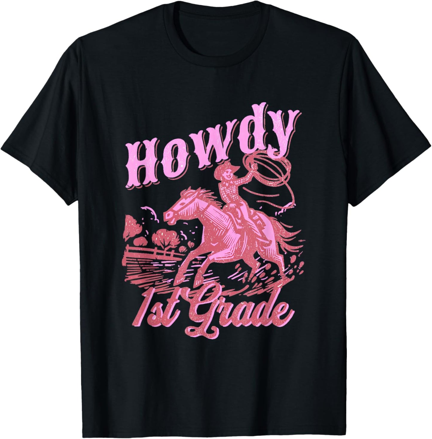 Vintage Howdy First Grade Cowgirl Teacher Western School T-Shirt