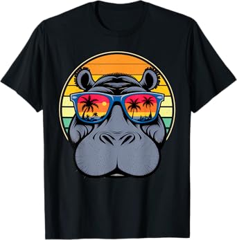 Cool Hippo Design - Cute Hippopotamus W/ Sunglass T-Shirt