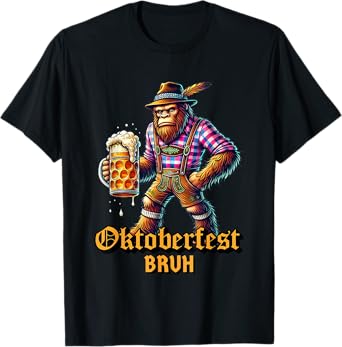German Bigfoot Sasquatch Lederhose Funny Oktoberfest 2025 T-Shirt