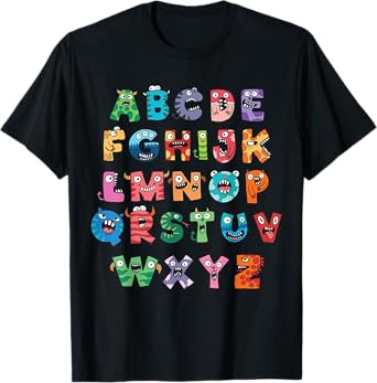 ABC Cute Monster Alphabet Halloween Teacher Costume Kids T-Shirt