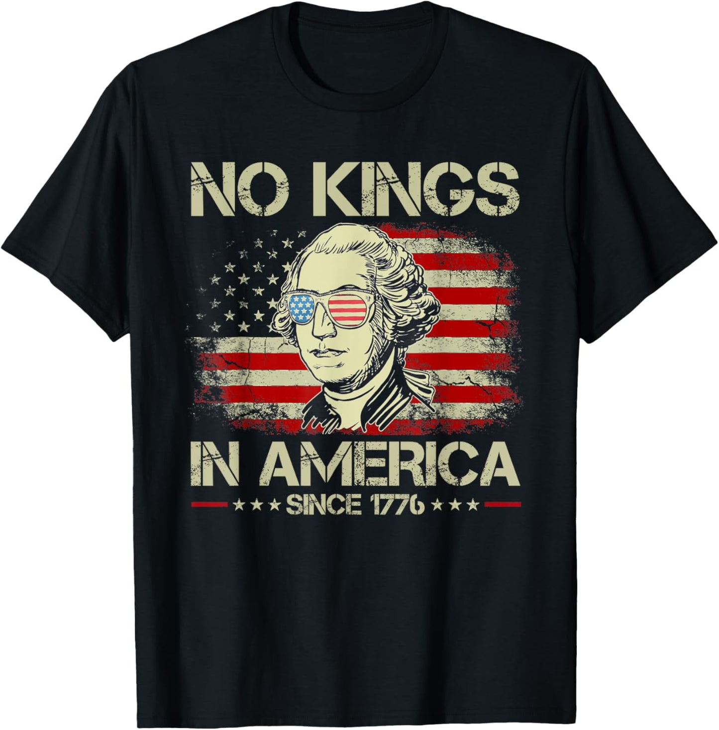 No Kings In America Since 1776 George Washington Usa Flag T-shirt