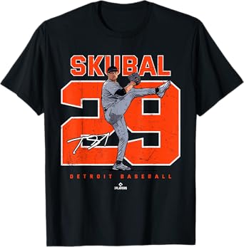 Number and Portrait Tarik Skubal Detroit Baseball MLBPA T-Shirt