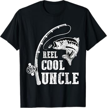 Mens Reel Cool Uncle Tshirt Fishing Daddy Fathers Day T-Shirt