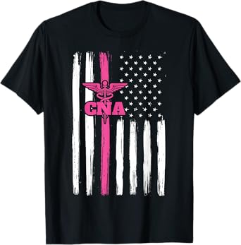 Vintage USA CNA Certified Nurse Assistant American Flag Women Men T-Shirt