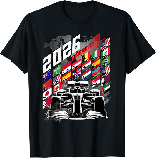 2026 Calendar Racing Circuit Schedule Gear Places T-Shirt