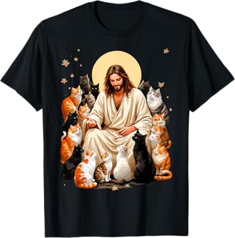 Cats & Jesus Christ Tee Kitty Lover Bible Reader Christian T-Shirt
