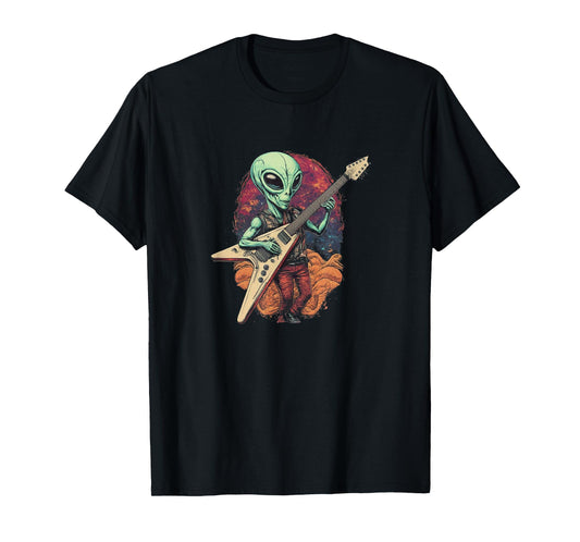 Alien Playing a Flying V Guitar T-Shirt