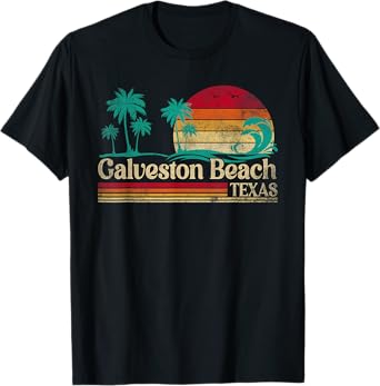 Galveston Beach Texas Family Vacation Summer Sunset T-Shirt