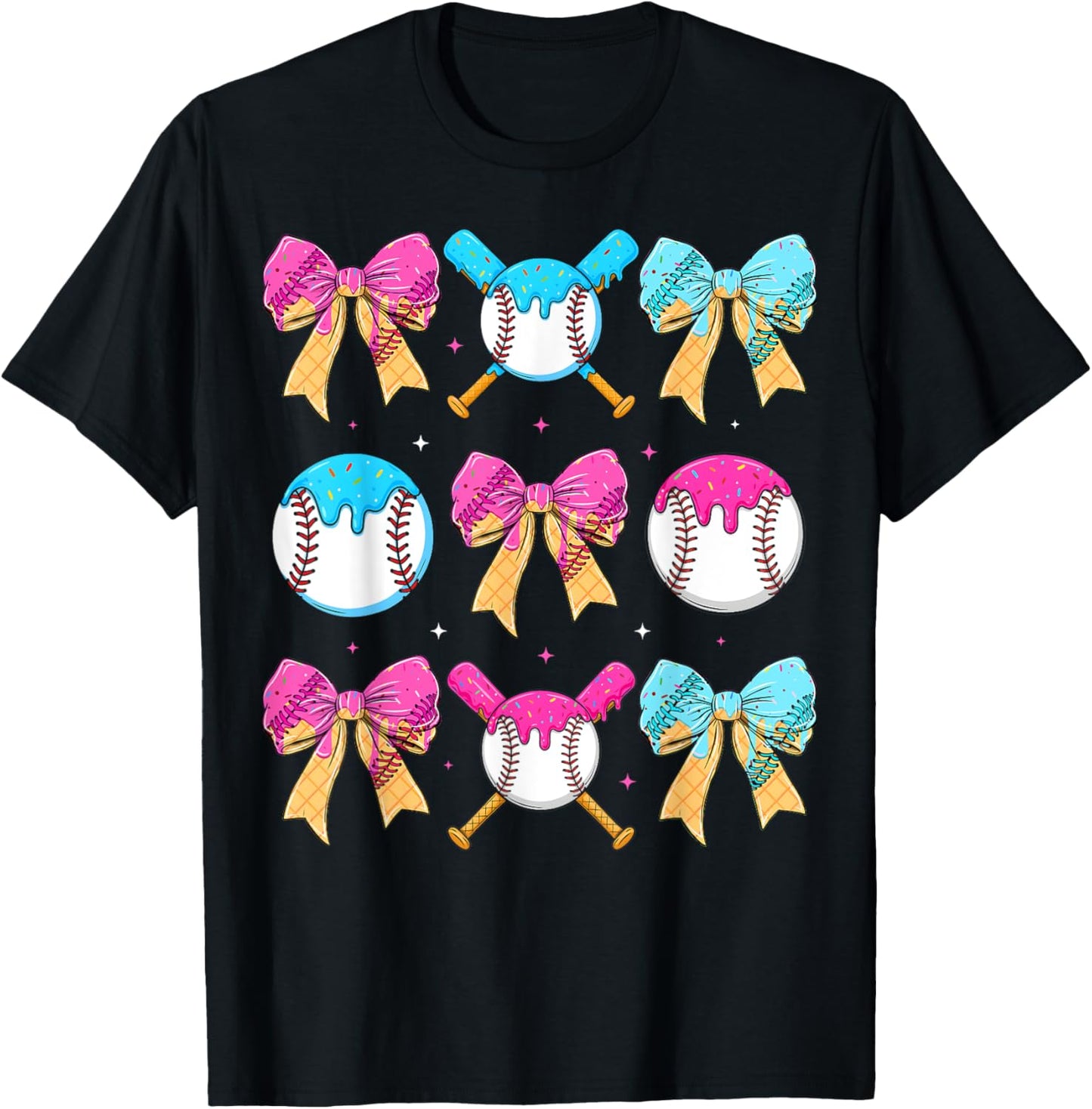 Baseball Sister Drip Bow Ice Cream Drip Girls Sprinkle Youth T-Shirt