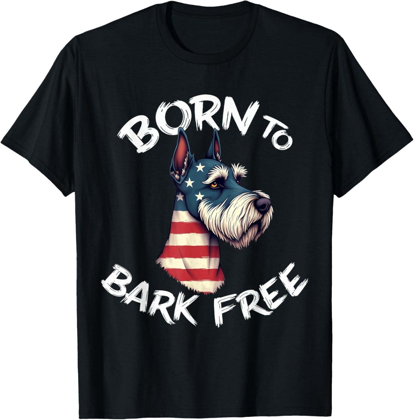 Funny Schnauzer Dog Vintage Schnauzer American Flag T-Shirt