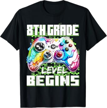 Eighth Grade Level Begins First Day Of 8th Grade Gaming T-Shirt