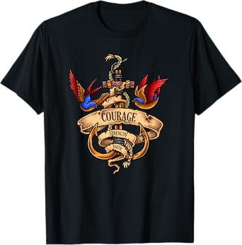 Merchant Mariner Sailor Captain Deck Hand Tattoo Swallows T-Shirt