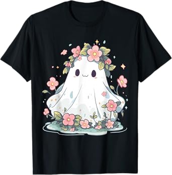 Halloween Shirt Floral Ghost Women Halloween Costume T-Shirt