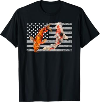 Japanese Koi Fish Shirt I Koi Carp USA Flag Tee Gift Outfit T-Shirt