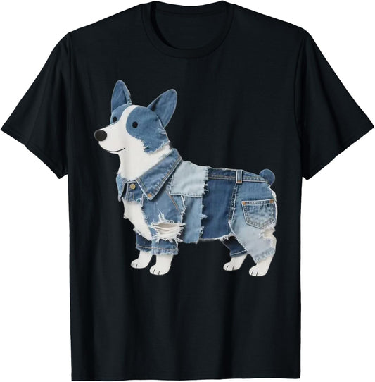 Lovely Corgi Pattern Patchwork Art Funny Corgi Dog Lover T-Shirt