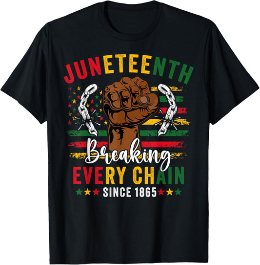 Juneteenth Tee For Men Breaking Every Chain American Flag T-Shirt