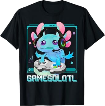 Gamesolotl Axolotl Video Gamer Kawaii Pastel Goth Cute Anime T-Shirt
