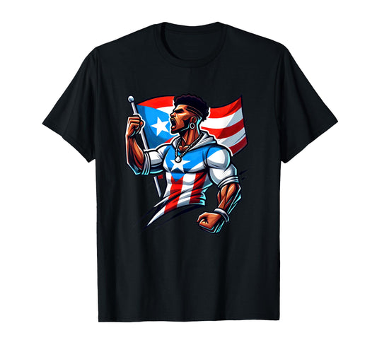 Afro Boricua Protest Fist Puerto Rican Flag Strong Latino T-Shirt