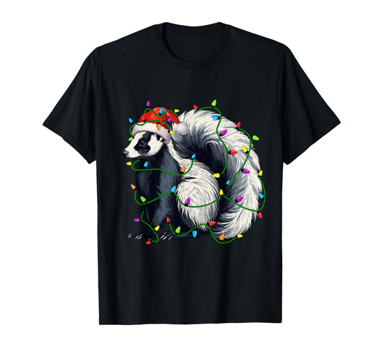 Skunk Santa Christmas Tree Lighting Xmas Funny T-Shirt