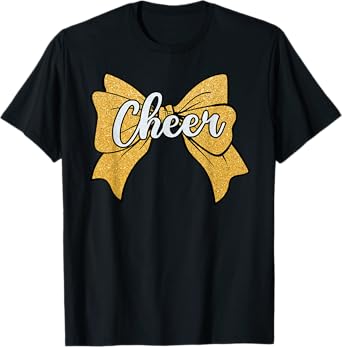 Coquette Cheer Bow Yellow Sport Cheerleader Cheerleading T-Shirt