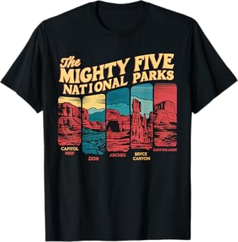 Mighty Five Big 5 National Parks Hiking Camping Vintage Utah T-Shirt