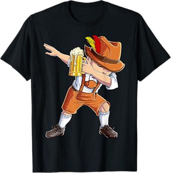 Dabbing German Clothes Oktoberfest Lederhosen Men Cheers Beer T-Shirt