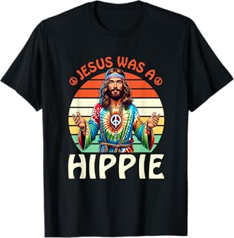 Groovy There Was Jesus Cross Christian Religious Hippie T-Shirt