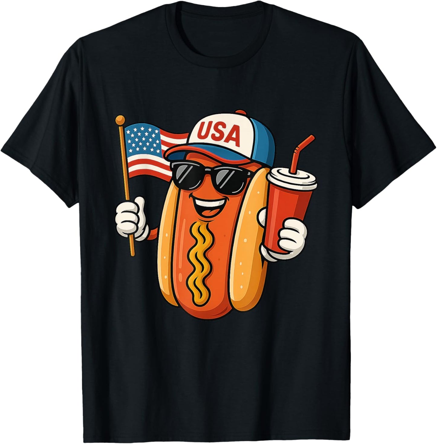Funny USA Hotdog 4th of July Cookout Parade Food Humor T-Shirt